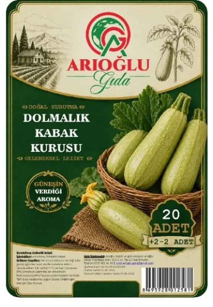 Dolmalık kabak kurusu ürün etiketi