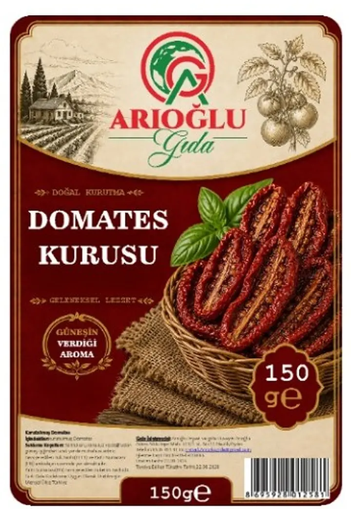 Domates kurusu ürün etiketi